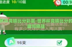 世界杯竞猜比分彩票-世界杯竞猜比分的乐趣与挑战