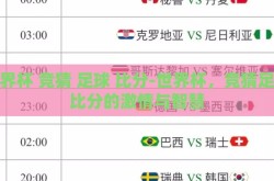 世界杯 竞猜 足球 比分-世界杯，竞猜足球比分的激情与智慧