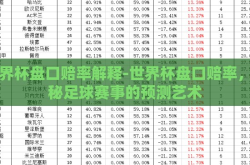 世界杯盘口赔率解释-世界杯盘口赔率，揭秘足球赛事的预测艺术