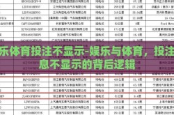 娱乐体育投注不显示-娱乐与体育，投注信息不显示的背后逻辑