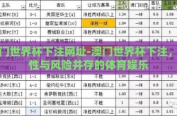 澳门世界杯下注网址-澳门世界杯下注，理性与风险并存的体育娱乐