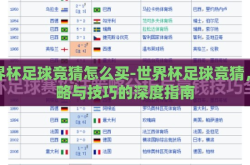 世界杯足球竞猜怎么买-世界杯足球竞猜，策略与技巧的深度指南