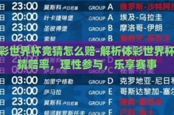 体彩世界杯竞猜怎么赔-解析体彩世界杯竞猜赔率，理性参与，乐享赛事