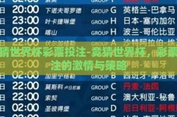 竞猜世界杯彩票投注-竞猜世界杯，彩票投注的激情与策略
