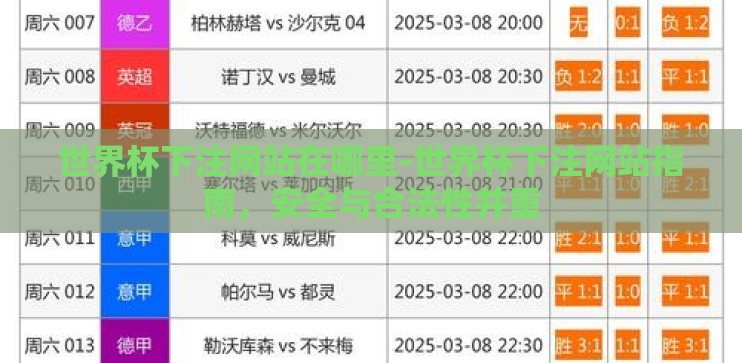 世界杯下注网站在哪里-世界杯下注网站指南，安全与合法性并重