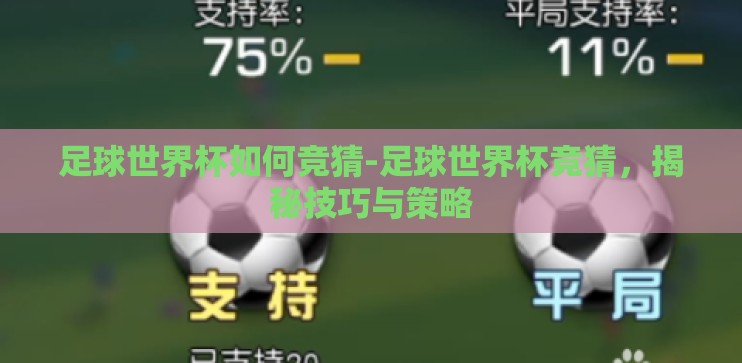 足球世界杯如何竞猜-足球世界杯竞猜，揭秘技巧与策略