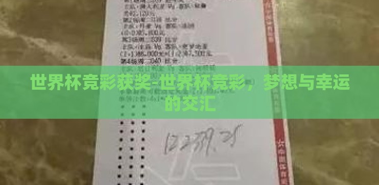 世界杯竞彩获奖-世界杯竞彩,梦想与幸运的交汇 世界杯竞彩获奖-世界杯竞彩,梦想与幸运的交汇