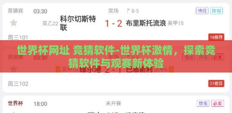 世界杯网址 竞猜软件-世界杯激情，探索竞猜软件与观赛新体验