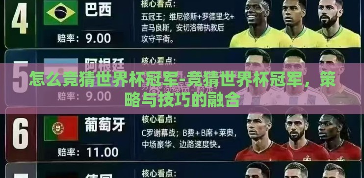 怎么竞猜世界杯冠军-竞猜世界杯冠军，策略与技巧的融合