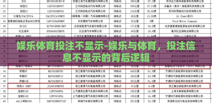 娱乐体育投注不显示-娱乐与体育，投注信息不显示的背后逻辑
