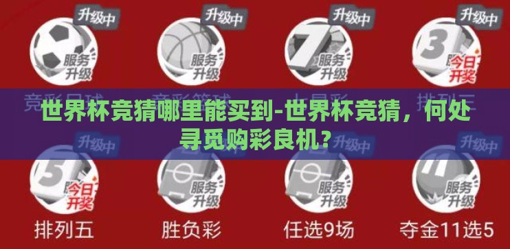 世界杯竞猜哪里能买到-世界杯竞猜，何处寻觅购彩良机？