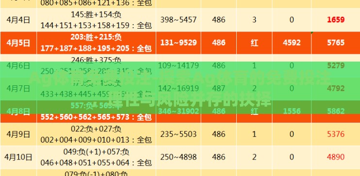 Ag体育免费投注-探索Ag体育的免费投注,理性与风险并存的抉择 Ag体育免费投注-探索Ag体育的免费投注,理性与风险并存的抉择