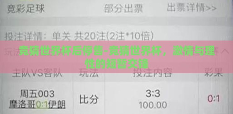 竞猜世界杯后停售-竞猜世界杯，激情与理性的短暂交锋