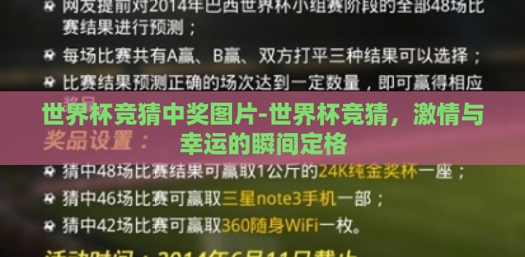 世界杯竞猜中奖图片-世界杯竞猜，激情与幸运的瞬间定格