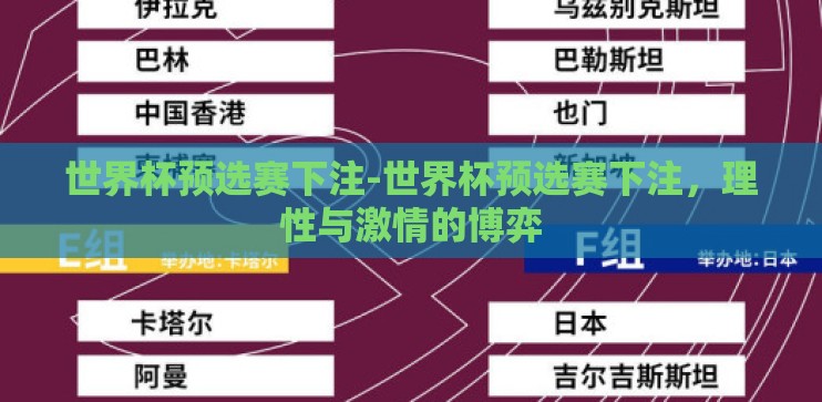 世界杯预选赛下注-世界杯预选赛下注，理性与激情的博弈
