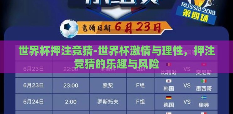 世界杯押注竞猜-世界杯激情与理性，押注竞猜的乐趣与风险