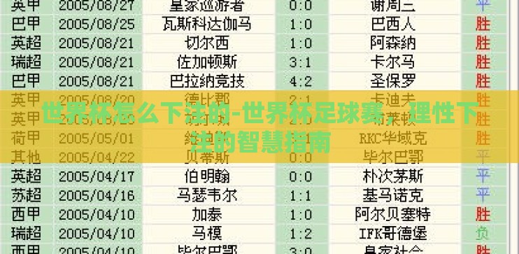 世界杯怎么下注的-世界杯足球赛，理性下注的智慧指南